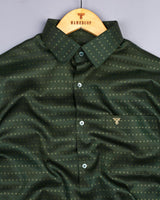 Green Glitter Printed Soft Satin Cotton Shirt