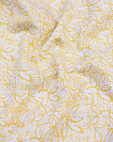 Cordate Cream Flower Printed Dobby Cotton Shirt Style Kurta