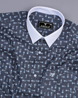 Thistle Gray Flower Printed Dobby Cotton Designer Shirt