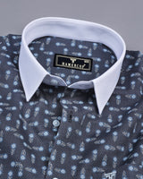 Thistle Gray Flower Printed Dobby Cotton Designer Shirt