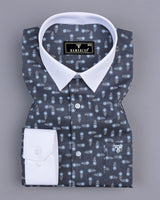 Thistle Gray Flower Printed Dobby Cotton Designer Shirt