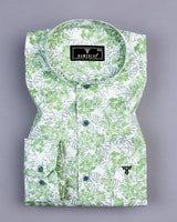 Green Split Leaf Printed Amsler Cotton Shirt