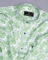 Green Split Leaf Printed Amsler Cotton Shirt