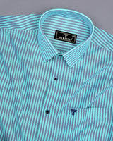 Candida Aqua Blue With Blue Bengal Stripe Oxford Cotton Shirt