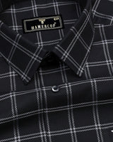 Jet Black With Gray Dobby Check Premium Giza Shirt