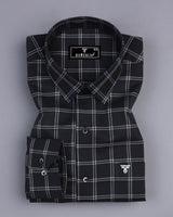 Jet Black With Gray Dobby Check Premium Giza Shirt