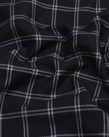 Jet Black With Gray Dobby Check Premium Giza Shirt