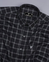 Jet Black With Gray Dobby Check Premium Giza Shirt