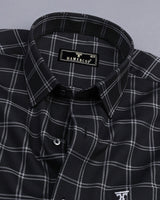 Jet Black With Gray Dobby Check Premium Giza Shirt