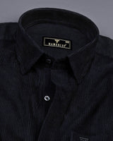 Spider Black Corduroy Premium Cotton Solid Shirt