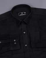 Spider Black Corduroy Premium Cotton Solid Shirt
