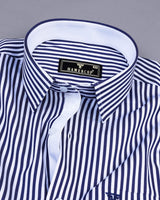 Destiny NavyBlue With White Stripe Premium Giza Designer Shirt