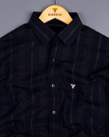 Belgium Black Self Stripe Dobby Cotton Shirt