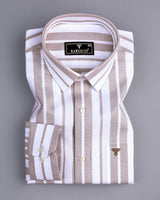 Sublime Cream With White Stripe Premium Giza Shirt