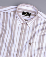 Sublime Cream With White Stripe Premium Giza Shirt