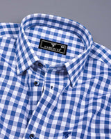 Trooper SkyBlue With White Check Linen Cotton Shirt