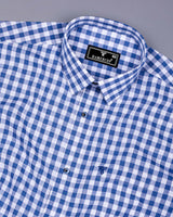Trooper SkyBlue With White Check Linen Cotton Shirt