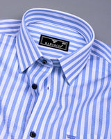 Monza SkyBlue With White Stripe Dobby Cotton Shirt