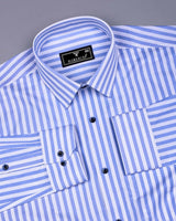 Monza SkyBlue With White Stripe Dobby Cotton Shirt