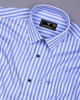 Monza SkyBlue With White Stripe Dobby Cotton Shirt