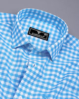 Majelo Skyblue With White Check Oxford Cotton Shirt