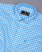 Majelo Skyblue With White Check Oxford Cotton Shirt