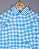 Majelo Skyblue With White Check Oxford Cotton Shirt