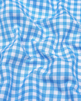 Majelo Skyblue With White Check Oxford Cotton Shirt