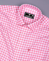 Majelo Pink With White Check Oxford Cotton Shirt