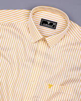 Bordon Yellow With White Stripe Oxford Cotton Shirt