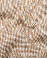 Beige Cream Houndstooth Dobby Cotton Formal Shirt