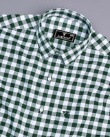 Zenica Green With White Dobby Check Cotton Shirt