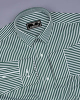 Deep Green With White Stripe Python Texture Dobby Cotton Shirt