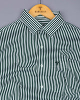Deep Green With White Stripe Python Texture Dobby Cotton Shirt