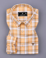 Alvora Biscuit Cream With White Check Oxford Cotton Shirt