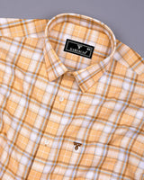 Alvora Biscuit Cream With White Check Oxford Cotton Shirt