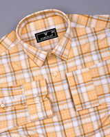 Alvora Biscuit Cream With White Check Oxford Cotton Shirt