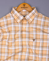 Alvora Biscuit Cream With White Check Oxford Cotton Shirt