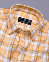 Alvora Biscuit Cream With White Check Oxford Cotton Shirt