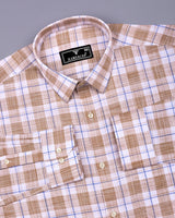 Etobon Cream With White Check Dobby Cotton Shirt