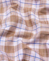 Etobon Cream With White Check Dobby Cotton Shirt