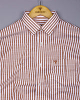 Alexa Cream With White Stripe Linen Cotton Formal Shirt