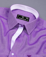 Ultra Violet Purple With White Dobby Texture Designer Shirt