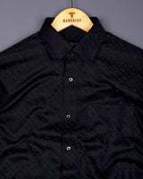 Starry Black Jacquard Texture Solid Cotton Shirt