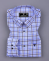 Atlas Blue With White Twill Check Premium Cotton Shirt