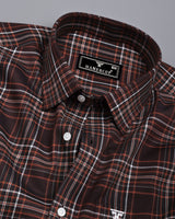 Delta Brown With White Twill Check Premium Cotton Shirt