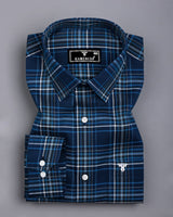 Delta Blue With White Twill Check Premium Cotton Shirt