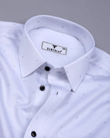 Space Gray With White Small Polka Dot Printed Cotton Shirt