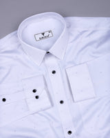 Space Gray With White Small Polka Dot Printed Cotton Shirt