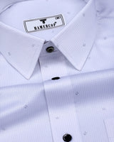 Space Gray With White Small Polka Dot Printed Cotton Shirt